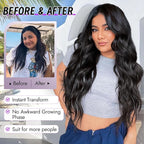 Black Wig for Women Long Wavy 4x1 Lace Natural Hairline Glueless for Beginners Middle Part Synthetic for Daily Party Use 26Inch