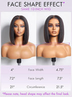 LUVME HAIR 10" Light Yaki Glueless Bob Wigs Human Hair Pre Plucked, 5x5 HD Lace Closure Wigs Human Hair 180 Density, Ready to Go Wig with Bleached Knots & Pre Cut Lace