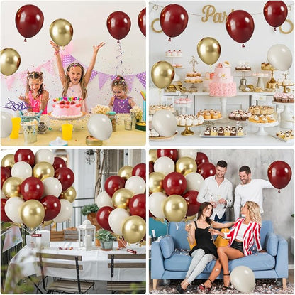 Red and Gold Balloons, 12 Inch Burgundy Gold Balloons, Maroon Balloons - Image 8
