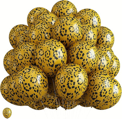 Gold Cheetah Print Balloons, 12 Inch Safari Animal Leopard Print Latex Helium by Paeyeq