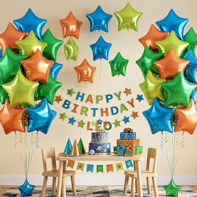 Blue Green Orange Star Balloons, 18 Inches Dinosour Balloon - Image 5
