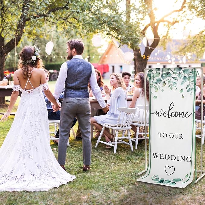 Yousoontic Welcome to Our Wedding Linen Rustic Wedding Welcome Banner Plain - Image 5