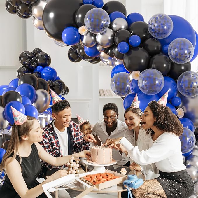 136pcs Royal Blue Black Balloon Garland Kit - Image 7