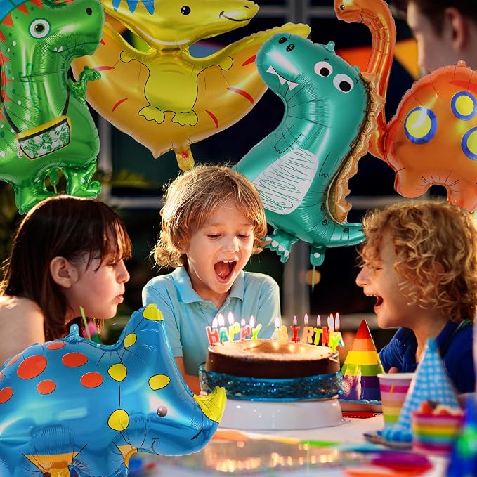 7 Pcs Dinosaur Balloons, Baby Dinosaur Foil Balloons, Giant Dino Animal Mylar - Image 4