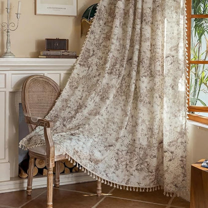 Floral Semi Sheer Rod Pocket 63 Inch Curtains 2 Panel Set by ENJOYBRIDAL