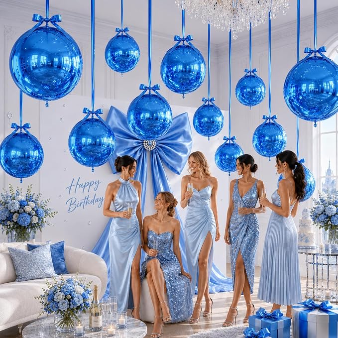 Blue Round Foil Balloons - Image 4