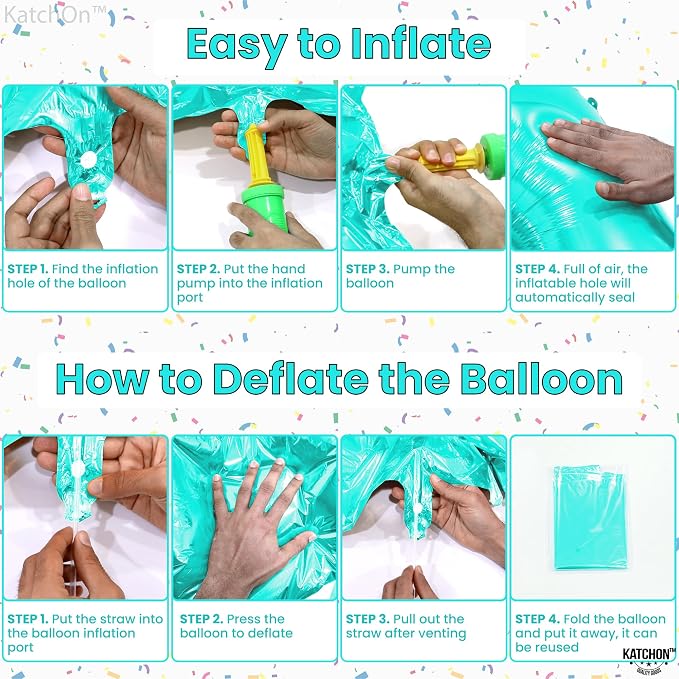 KatchOn Giant Blue Teal Number 8 Balloons-40 Inch, Happy 8th Birthday Decor | - Image 3
