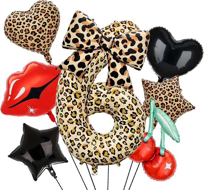 Leopard Print Bow Balloons Birthday Decorations 40Inch Cheetah Number 2 Foil - Image 4