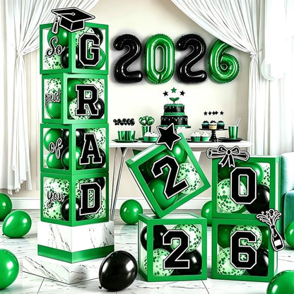 2026 Graduation Balloon Boxes Decorations – Clear Balloon Box Stack by Kreyfer