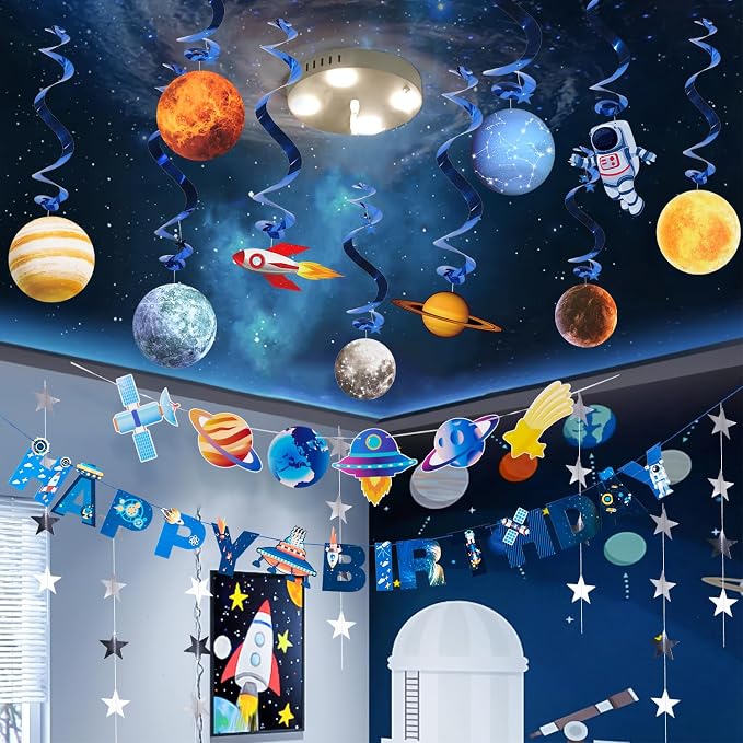 Pre-strung Space Themed Party Decorations, Space Birthday Decorations, Solar - Image 6