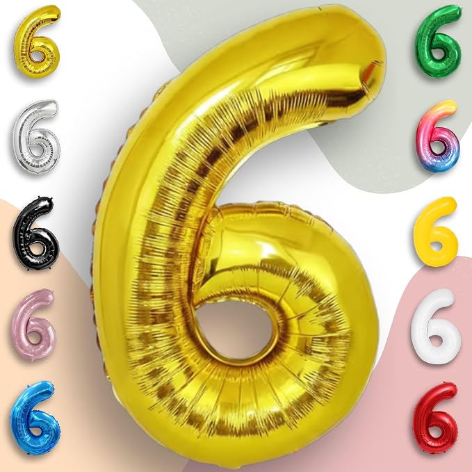 Gold Number Balloon 6 Mylar Foil Balloons 16 inch - Image 4