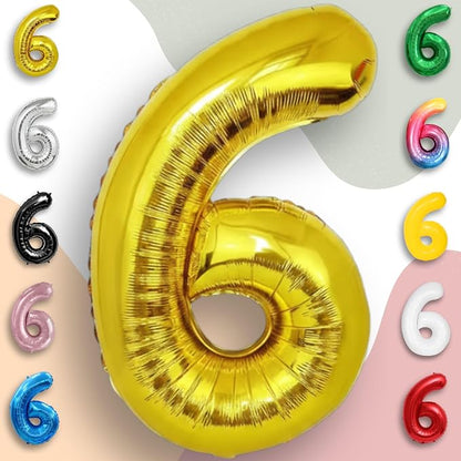 Gold Number Balloon 6 Mylar Foil Balloons 16 inch - Image 4