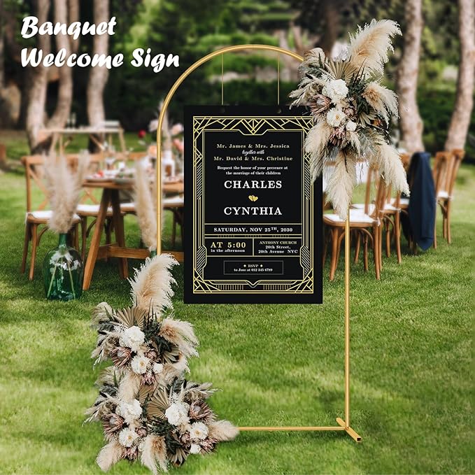 6.6FT Metal Arch Backdrop Stand Gold Wedding Balloon Frame Pergola Arbor | - Image 3