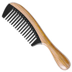 Onedor Buffalo Horn Handmade 100% Natural Green Sandalwood Hair Comb - Anti-Static Sandalwood Scent Natural Hair Detangler Wooden Comb (Wide Tooth)
