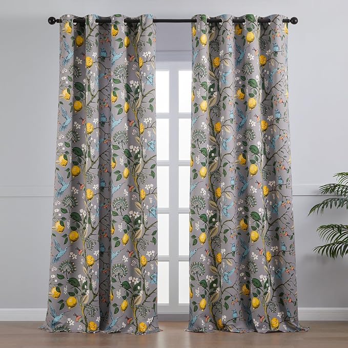 Topfinel Gray Patterned Curtains 96 Inch Long - Image 2