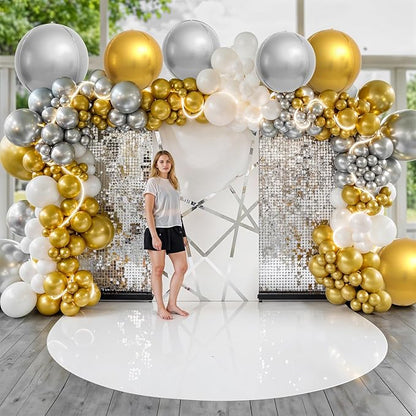 6Pcs Gold Silver Round Foil Balloons, Giant 4D Round Ball Balloons, 22 Inch - Image 6