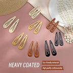 Metal Snap Hair Clips, No Slip Hair Clips for Thick/Thin Hair, 16pcs Medium/Big Barrettes for Women Kids Girls Hairstyle Makeup Accessories (8pcs 2.36inch & 8pcs 2.7inch) (Black Brown)