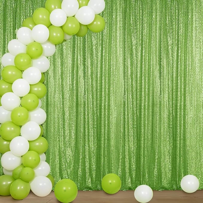 Sugargirl Apple Green Sequin Backdrop Curtain 4FTx8FT Glitter Apple Green by Sugargirl