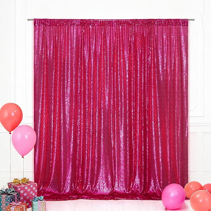 Eternal Beauty Hot Pink 3mm Sequin Backdrop 20x10 Ft by EternalBeauty
