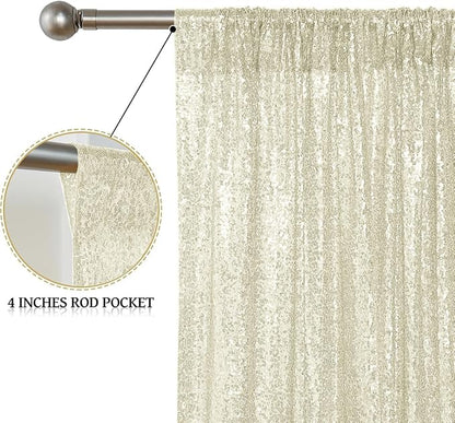 Sugargirl Champagne Sequin Backdrop Curtain 6 Panels 2FTx8FT Glitter Champagne - Image 4