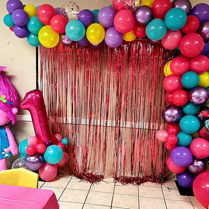 Hot Pink Blue Metallic Purple Teal Yellow Confetti Balloons 50 Pcs 12 Inch | - Image 3