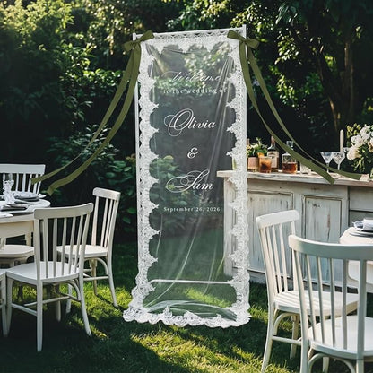 Personalized Sheer Tulle Wedding Welcome Banner Sign by DUNACO