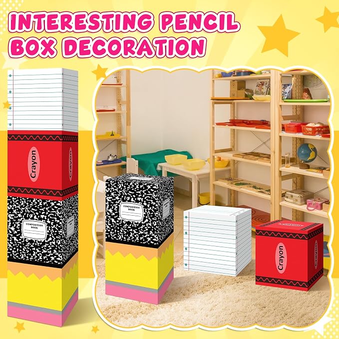 4 Pcs Back to School Balloon Box Decoration Sets Include Pencil Crayon Notebook - Image 7