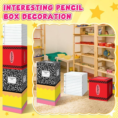 4 Pcs Back to School Balloon Box Decoration Sets Include Pencil Crayon Notebook - Image 7