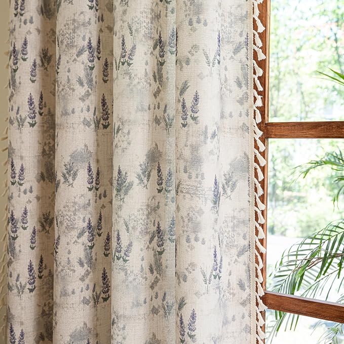 ENJOYBRIDAL Floral Curtains 63 Inches Long Vintage Semi Sheer Drapes Bedroom - Image 6
