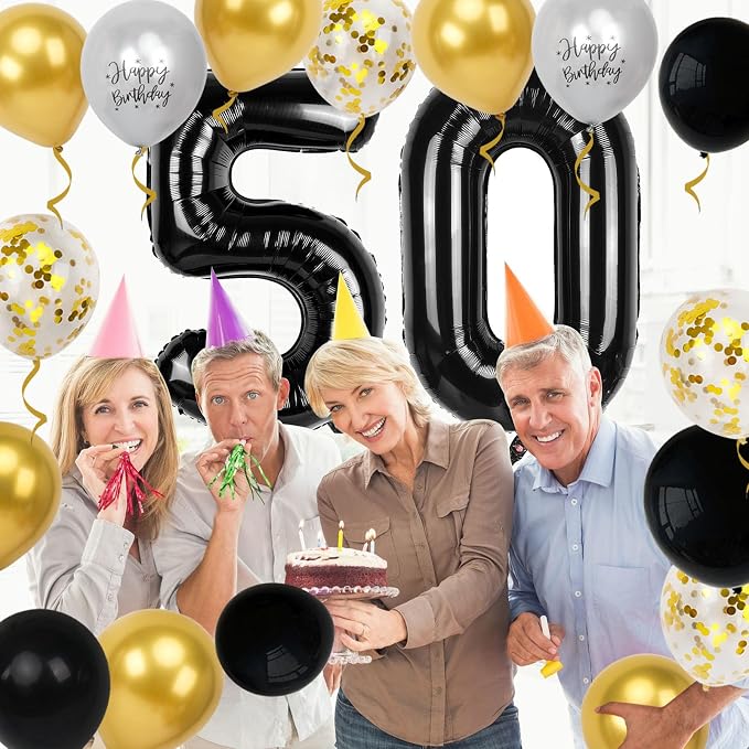 50th Birthday Decorations for Men Women, 40 inch 50 Balloon Numbers - Image 5