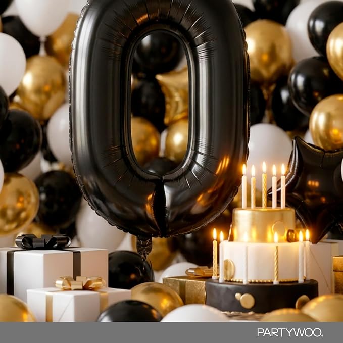 PartyWoo Number Balloons 40 Inch Black Number 0 Kit 25pcs - Image 3