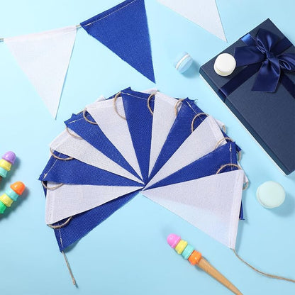 HESTYA 42 Pieces Blue White Pennant Banner Flag Bunting Triangle Banner Pennants - Image 2