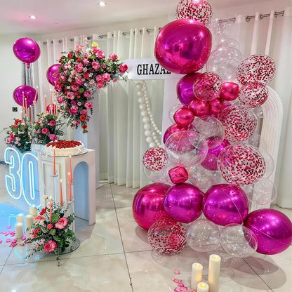 14 Pcs Hot Pink Round Foil Balloons 22/15/10 4D Ball Balloons Metallic Pink - Image 4