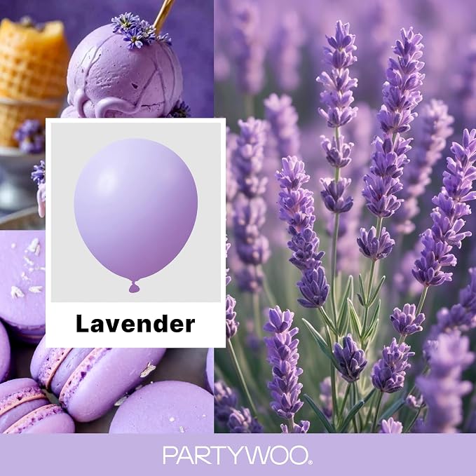 PartyWoo Lavender Balloons 127pcs Light Pastel Purple Lilac Color | 36 18 12 10 - Image 2