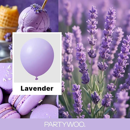 PartyWoo Lavender Balloons 99pcs Light Pastel Purple Lilac Color | 36 18 12 10 - Image 2