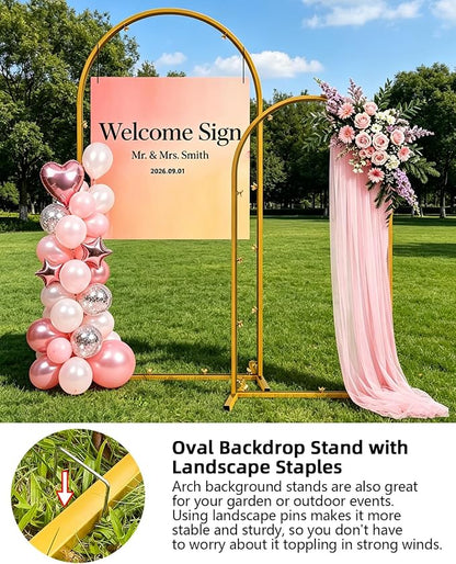 Wedding Arch Backdrop Stand 5FT, 6FT Gold Metal Arch Stand Set of 2, Balloon - Image 6
