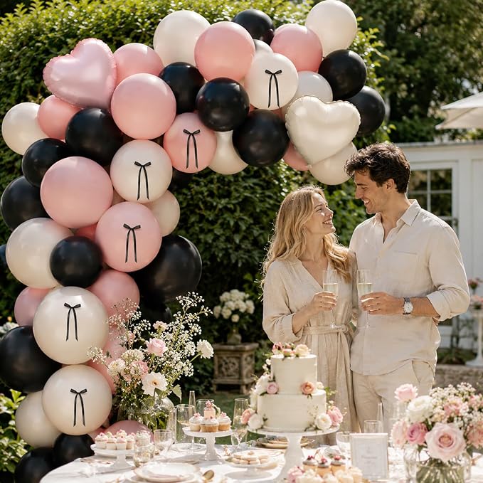 Pink and Black Heart Balloons, for Wedding Valentines Women Brithday - Image 5