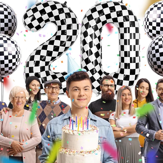 Checkered Number 2 Balloon 40 Inch, Large Foil Black and White Number Balloons - Image 5