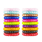 79STYLE 50pcs Spiral Hair Ties For Women Phone Cord Ponytail Holders Colorful Hair Coils Plastic Scrunchies Bulk Hair Ties Coil Hair Bands Bracelets For Grils (Crystal10 Colors -Large Size)