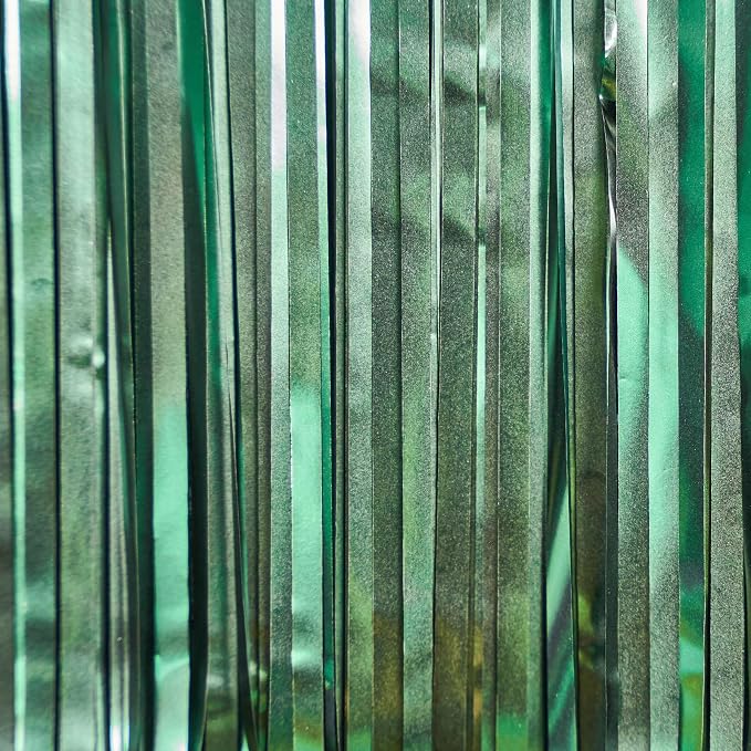 PartyWoo Dark Green Tinsel Foil Fringe Streamers 8.2FT 3pcs Streamer | Dark - Image 2