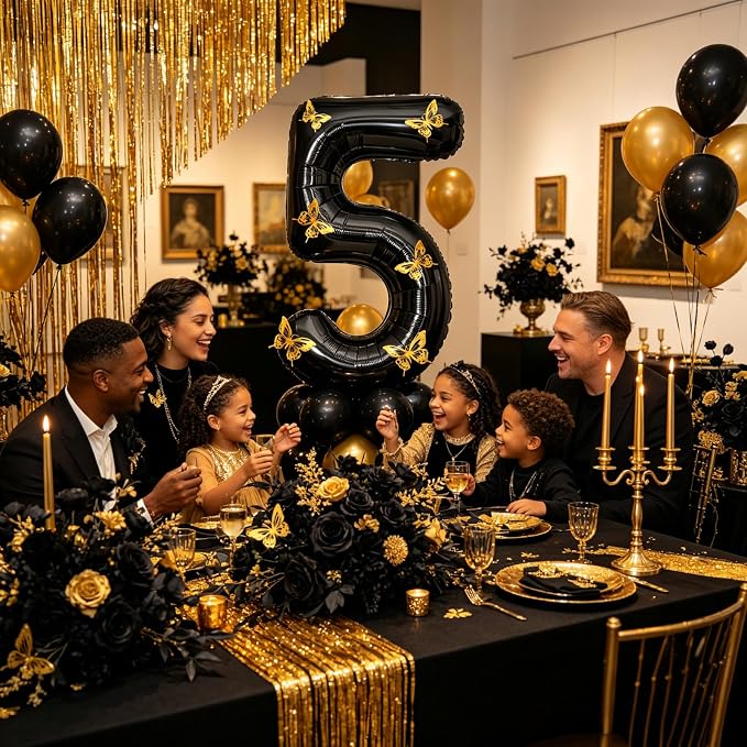 40 Inch Black Number 5 Balloon - Image 5