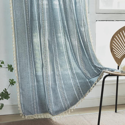 Sutuo Home Boho Curtains Striped Embroidery - Image 3