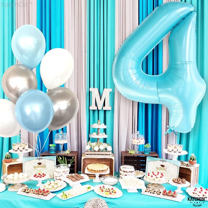 KatchOn Light Blue 4 Balloon Number 40 Inch | 4 Foil Balloon, Light Blue Four - Image 3