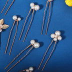 12 Pieces Bride Hair Pins Rhinestones Gold Hair Accessories for Women Crystal Wedding Hairpiece for Bridesmaids