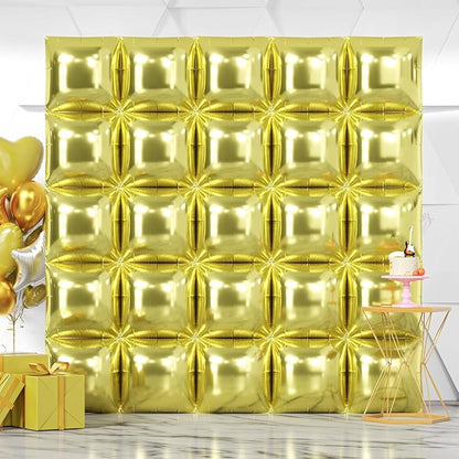 NISOCY 25PCS Metallic Light Gold Square Foil Balloons Wall Backdrop | Double by NISOCY