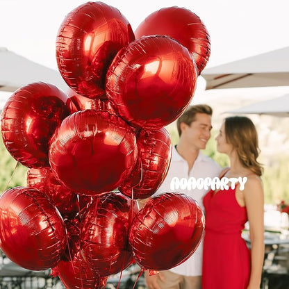 25Pcs Red Round Shaped Foil Balloons 18 Inch Mylar Balloon | Helium - Image 4