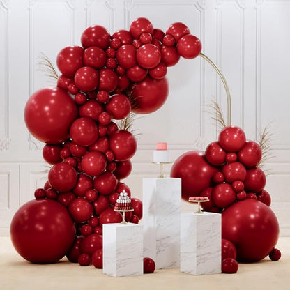 PartyWoo Burgundy Balloons 145pcs Dark Chestnut Red Maroon Color | 18 12 10 5 by PartyWoo