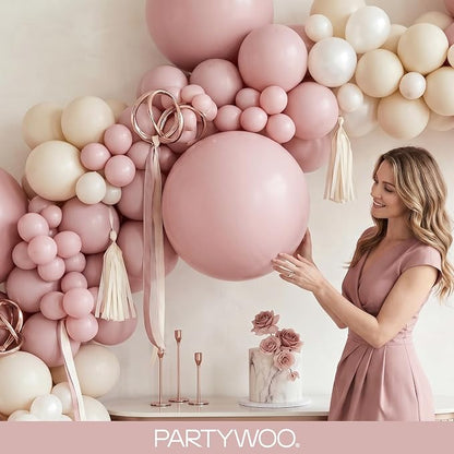 PartyWoo Dusty Pink Balloons 140pcs Lilac Pink Color 18 12 10 5 Inch | 18 12 10 - Image 9