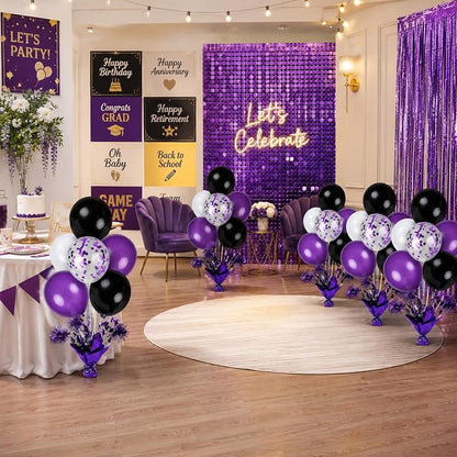 4 Set Purple Black Balloon Centerpieces - Image 9
