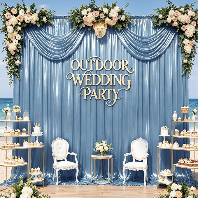 gogoparti 10x10FT Baby Bule Sequin Backdrop Curtain - Image 8